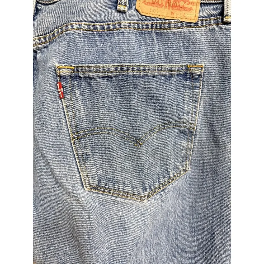 Levis 501 Jeans Men's 42X32 Blue Medium Wash Denim Classic Straight Button Fly